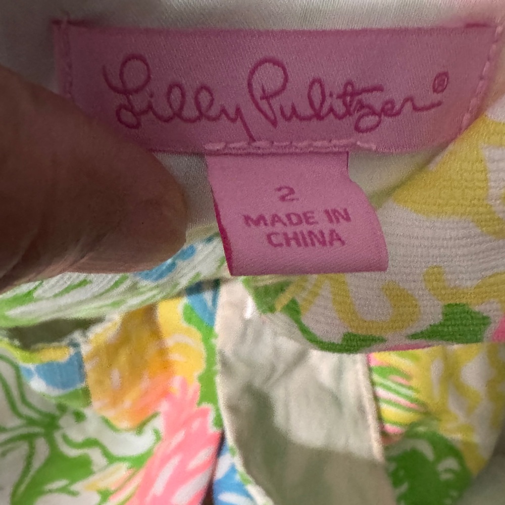 Lilly Pulitzer Floral Cathy hibiscus stroll print lace back Dobby Dress size 2 - Picture 7 of 7